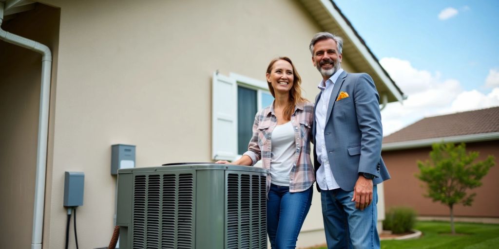 Homeowner with new air conditioner